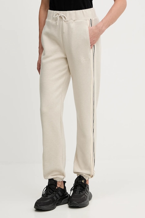Guess pantaloni con aggiunta di cotone bambini MURIEL donna colore beige con applicazione V5BB17 KCX52