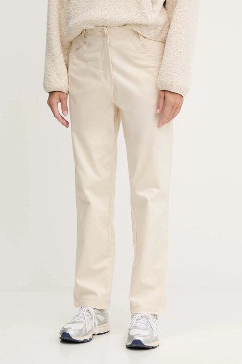 Kalhoty Napapijri M-Isarco dámské, béžová barva, high waist, NP0A88XWN1J1