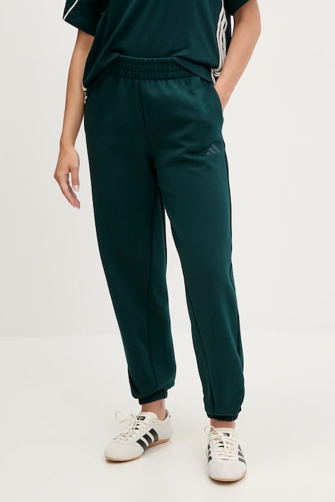 adidas spodnie dresowe Essentials damskie kolor zielony gładkie JX0443