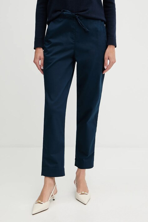 MM pantaloni MARA culoarea bleumarin, drept, high waist, 2526136017600