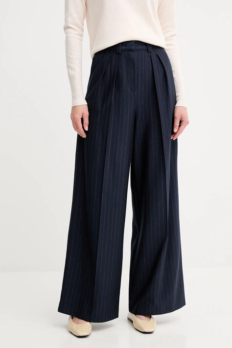 MM spodnie GELA damskie kolor granatowy szerokie high waist 2526786037600