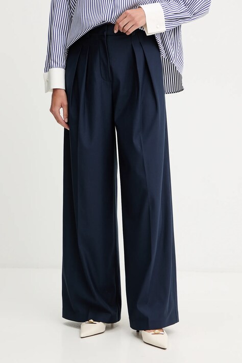 MM pantaloni VADIUS culoarea bleumarin, drept, high waist, 2526786118600