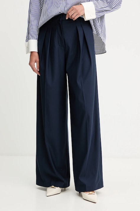 MM pantaloni VADIUS culoarea bleumarin, drept, high waist, 2526786118600