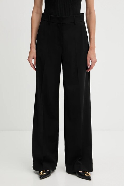 Weekend Max Mara spodnie wełniane VISIVO damskie kolor czarny proste high waist 2525136031600