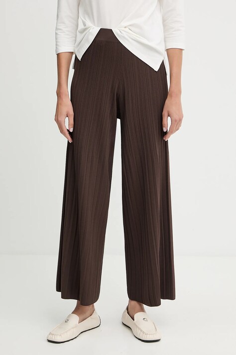 Weekend Max Mara spodnie SUPERBO damskie kolor brązowy szerokie high waist 2525336011600