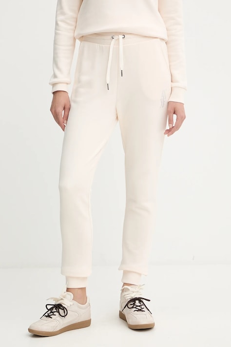 Armani Exchange spodnie damskie kolor beżowy gładkie XW000750 AF14284