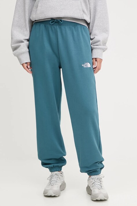 The North Face spodnie dresowe Essential Relaxed damskie kolor turkusowy gładkie NF0A8C1GBQ51