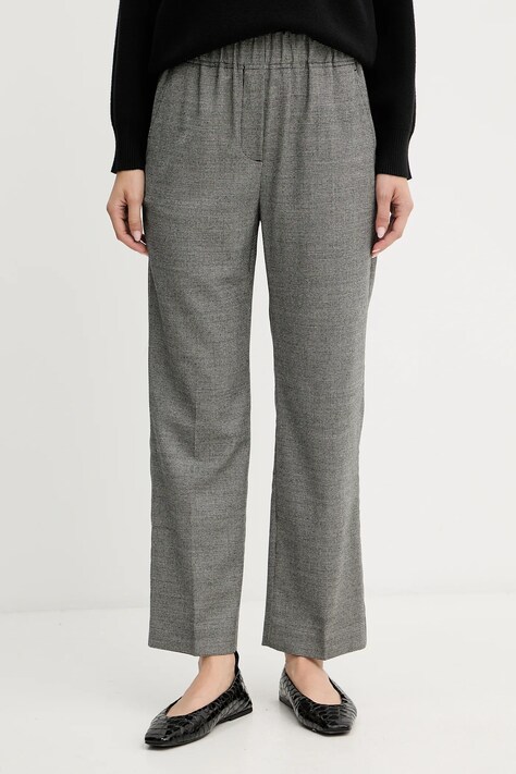 Weekend Max Mara spodnie z wełną HATELEY damskie kolor czarny proste high waist 2525136022600