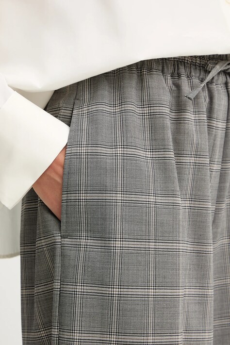 Weekend Max Mara pantaloni cu lână LUIGI culoarea gri, lat, high waist, 2525136082600