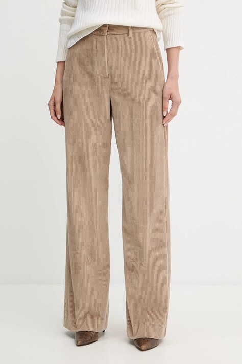 Manšestrové kalhoty Weekend Max Mara TANIA dámské, béžová barva, high waist, 2525136092600