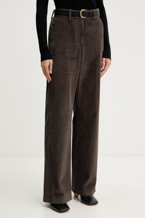 Вельветовые брюки Weekend Max Mara TANIA цвет коричневый прямые высокая посадка 2525136092600