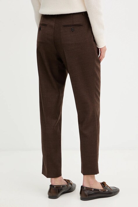 Weekend Max Mara spodnie z wełną CALDAIA damskie kolor brązowy fason chinos high waist 2525136152600