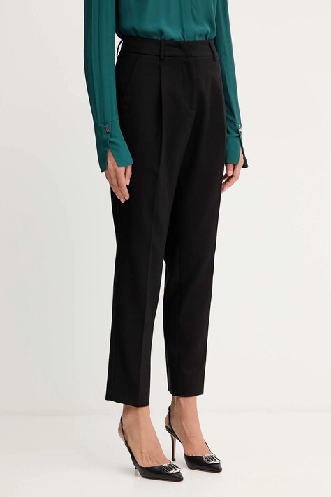 Weekend Max Mara spodnie z wełną CALDAIA damskie kolor czarny fason chinos high waist 2525136152600
