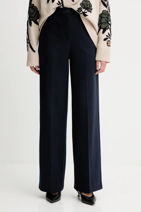 Weekend Max Mara spodnie ZELOTA damskie kolor granatowy szerokie high waist 2525786012600