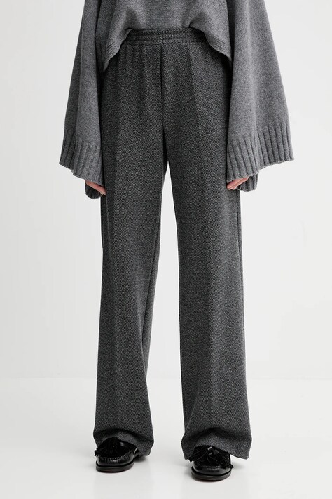 Weekend Max Mara spodnie z dodatkiem wełny ZELMA damskie kolor szary proste high waist 2525786042600