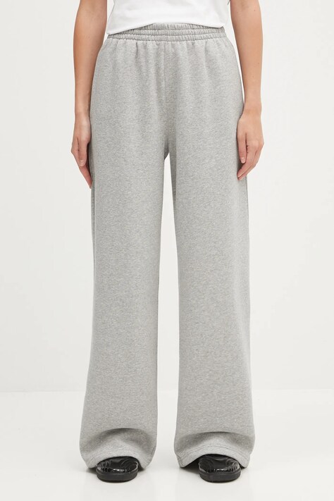 adidas Originals spodnie dresowe Essentials Wide Leg Fleece damskie kolor szary melanżowe JX5252