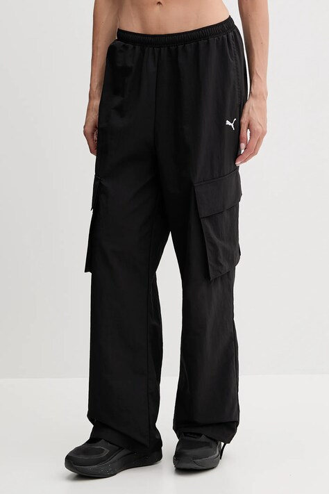 Puma spodnie damskie kolor czarny proste high waist 629756