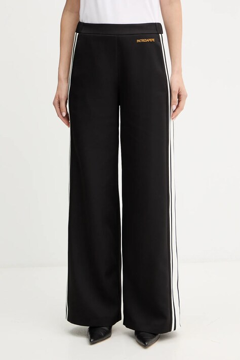Patrizia Pepe spodnie damskie kolor czarny szerokie high waist 2P1716 A664