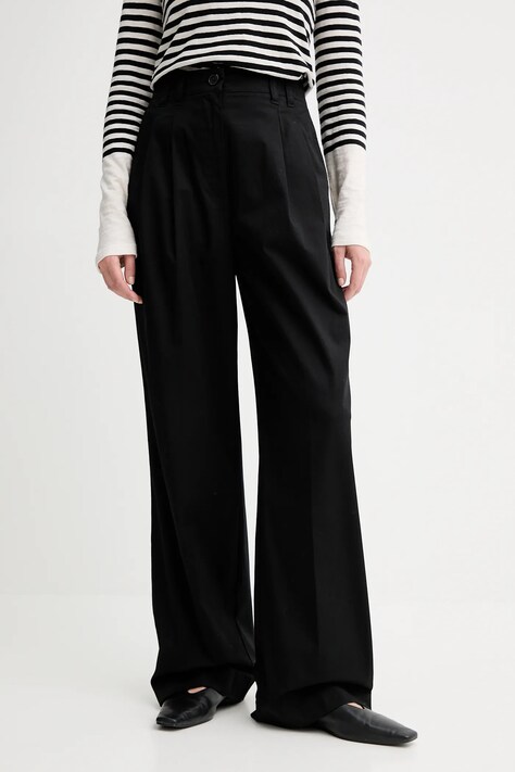 Marc O'Polo spodnie damskie kolor czarny szerokie high waist 506034110105
