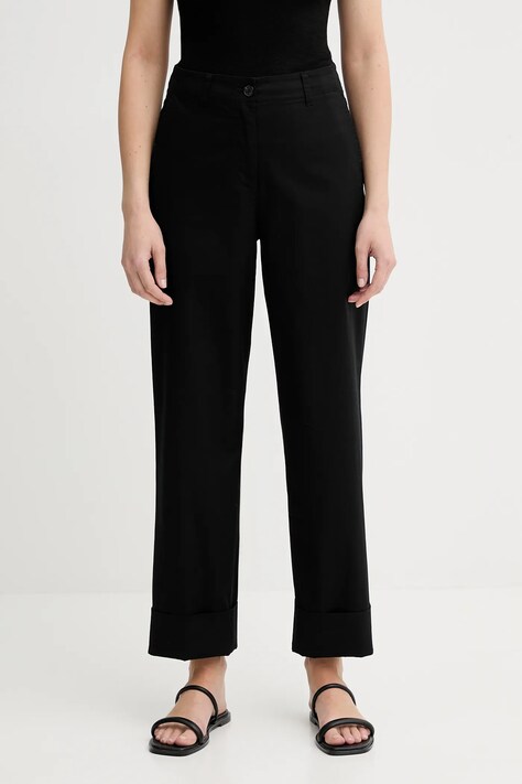 Marc O'Polo spodnie damskie kolor czarny szerokie high waist 506034110243