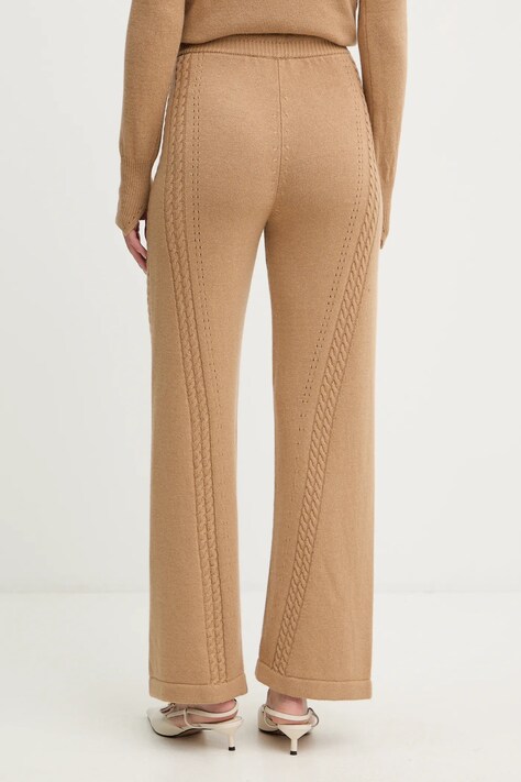 Ermanno Scervino spodnie z dodatkiem wełny damskie kolor brązowy proste high waist D474P501NJG