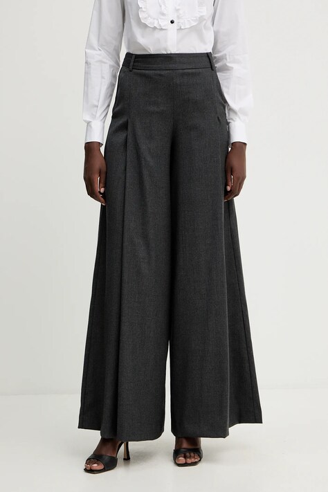Брюки с шерстью Ermanno Scervino цвет серый широкие высокая посадка D474P303JWR