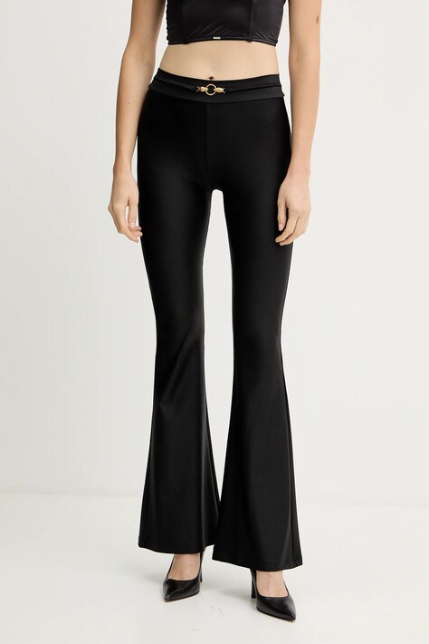 Just Cavalli spodnie damskie kolor czarny dzwony high waist 79PAC1C1 J0108