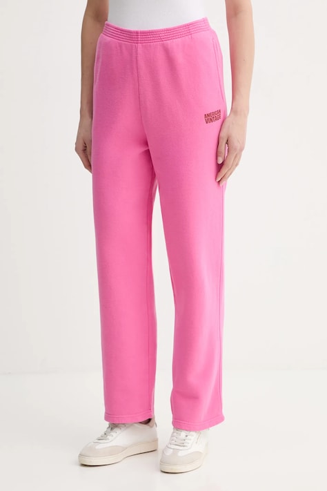 American Vintage spodnie dresowe bawełniane damskie kolor różowy gładkie PLI05B