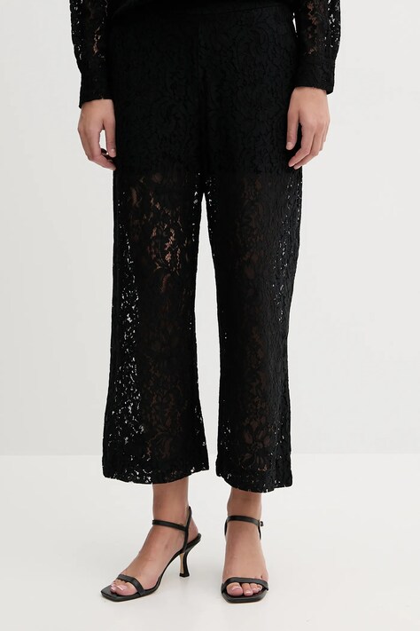 Dkny spodnie damskie kolor czarny proste high waist DJ5P3081