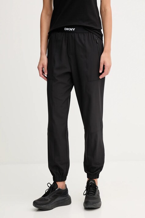 Dkny spodnie dresowe damskie kolor czarny gładkie DP5P3644