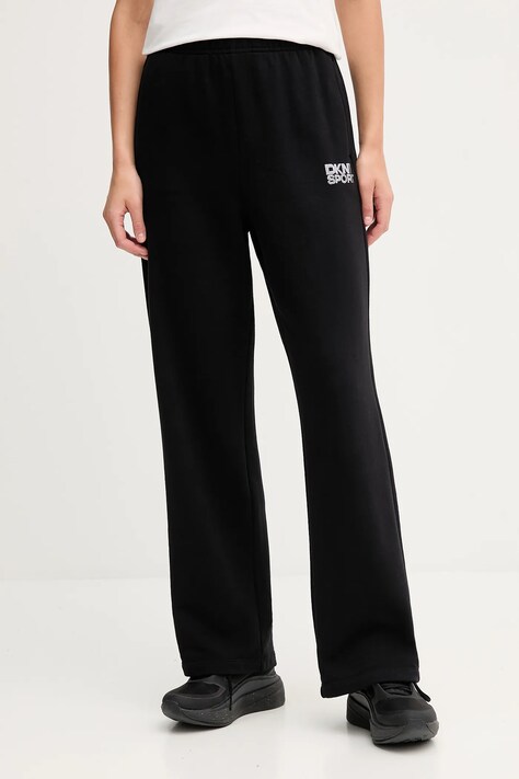 Dkny spodnie dresowe bawełniane damskie kolor czarny z aplikacją DP5P3650