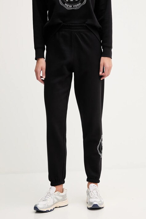 Dkny spodnie dresowe damskie kolor czarny z aplikacją DP5P3667