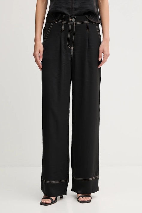 Dkny pantaloni culoarea negru, lat, high waist, P5EK7BEX
