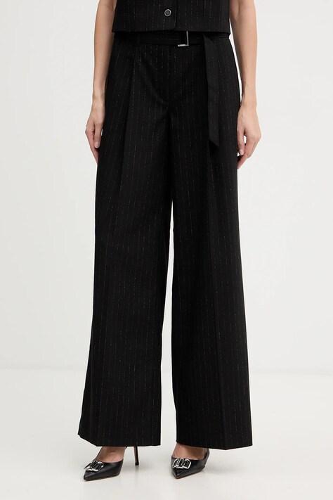 Guess spodnie ZANITA damskie kolor czarny szerokie high waist W5BB13 W2422