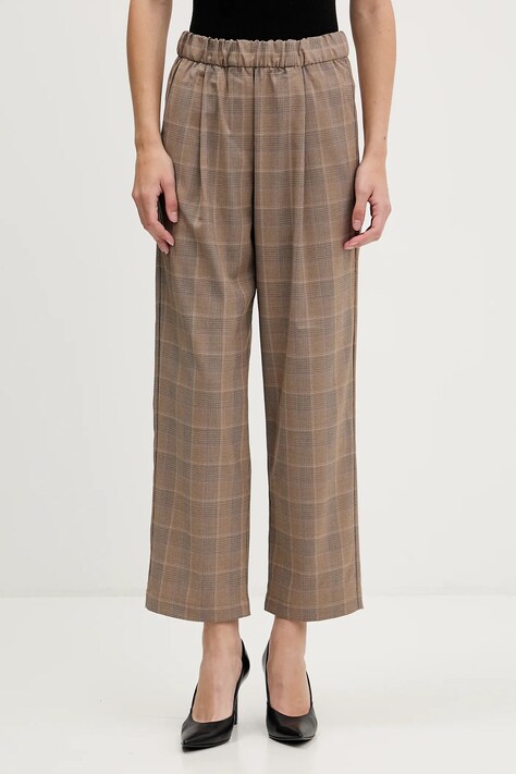 Штани Sisley колір бежевий фасон сигарети висока посадка 4L0SLF07I