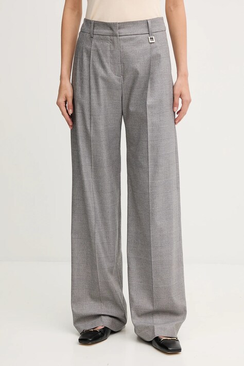 Joop! spodnie damskie kolor szary szerokie high waist 30047916