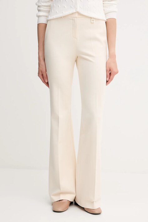 Joop! spodnie damskie kolor beżowy szerokie high waist 30047952