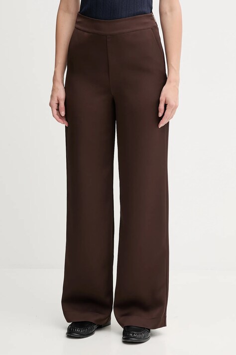 Joop! spodnie damskie kolor brązowy proste high waist 30048199