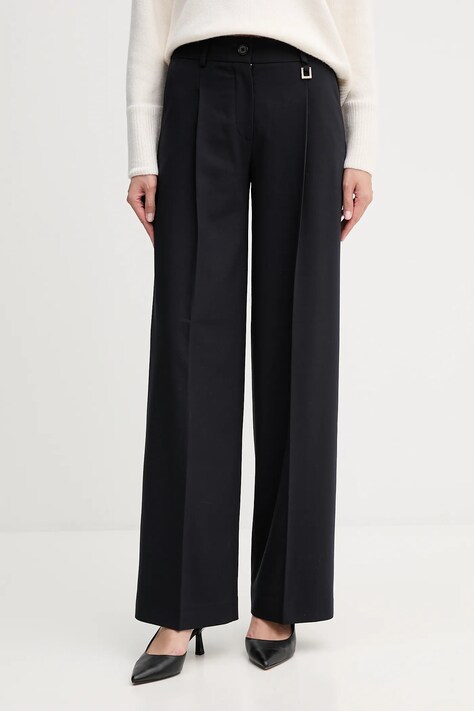 Joop! spodnie damskie kolor granatowy szerokie high waist 30048839