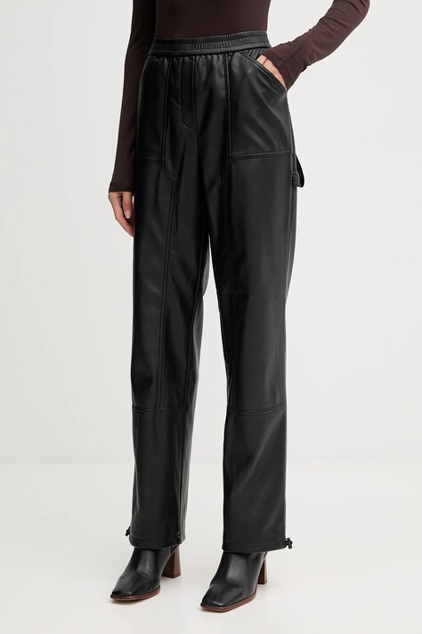 Marc Aurel spodnie damskie kolor czarny proste high waist 1909-2000-93332