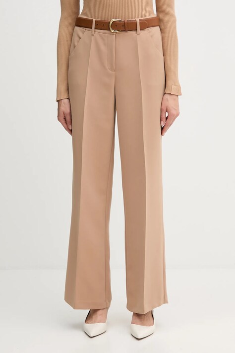 Marc Aurel spodnie damskie kolor beżowy szerokie high waist 1923-2000-93485