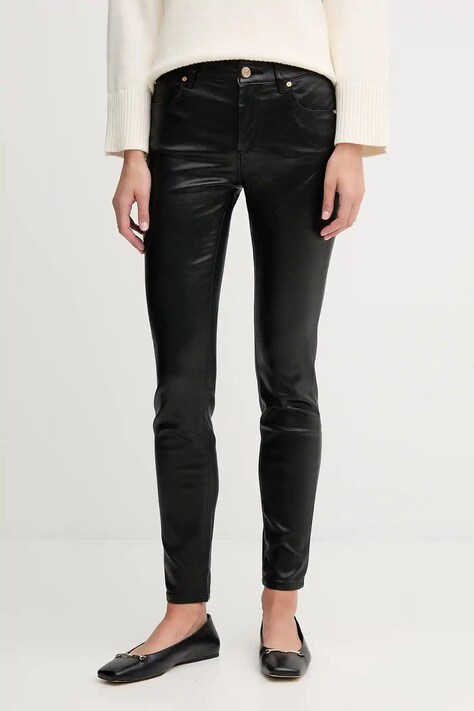 Gaudi spodnie damskie kolor czarny dopasowane high waist 521BD25018