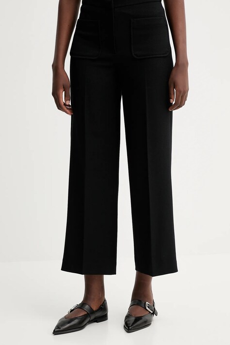 Sessun spodnie damskie kolor czarny proste high waist 24107014