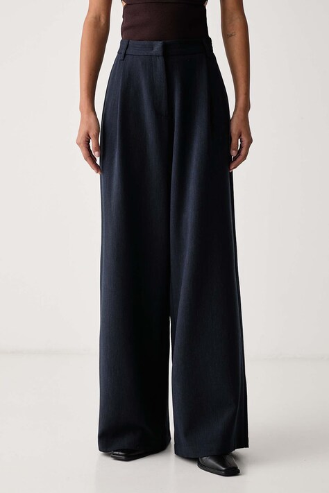 Sessun Spodnie wide leg dziecięce z wiskozą niebieskie high waist 25107000