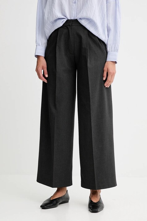 Sessun spodnie damskie kolor szary szerokie medium waist 25107014