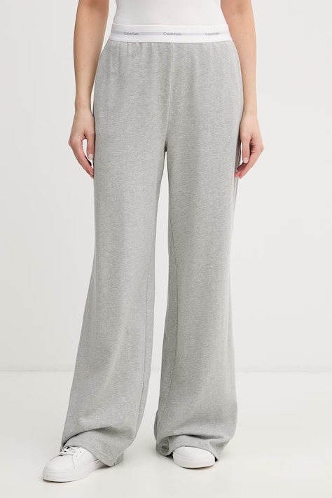 Calvin Klein Underwear pamut melegítőnadrág szürke, sima, LV00QS7518