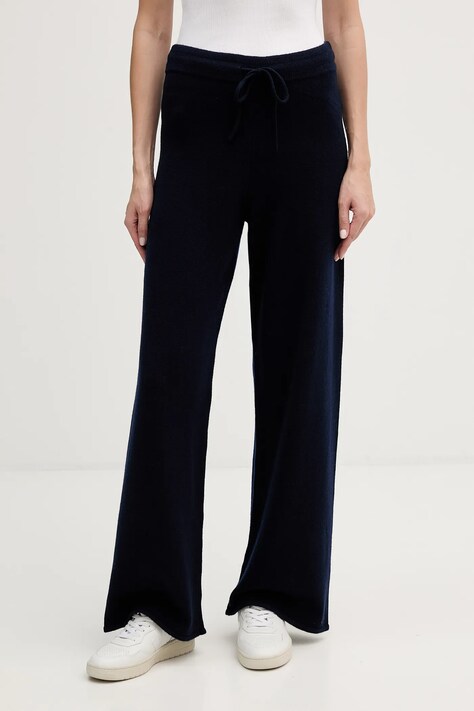 MC2 Saint Barth spodnie dresowe wełniane damskie kolor granatowy gładkie CBN0002
