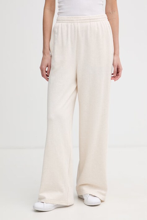 Tommy Hilfiger spodnie dresowe damskie z bawełną beżowe high waist UW0UW06180