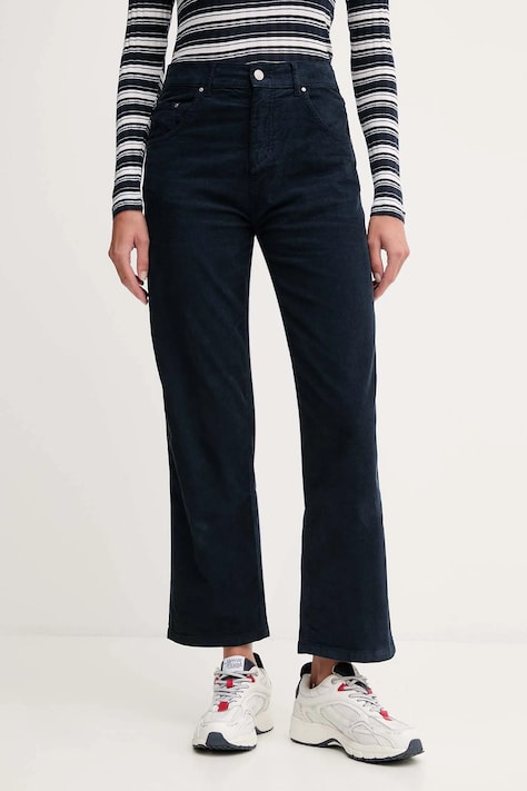 Kalhoty Pepe Jeans dámské, tmavomodrá barva, high waist, PL21000038