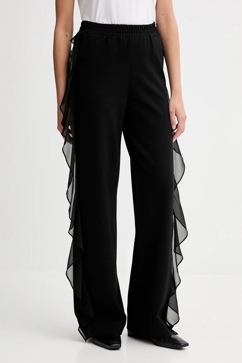 Twinset spodnie damskie kolor czarny proste high waist 252LI2NCC